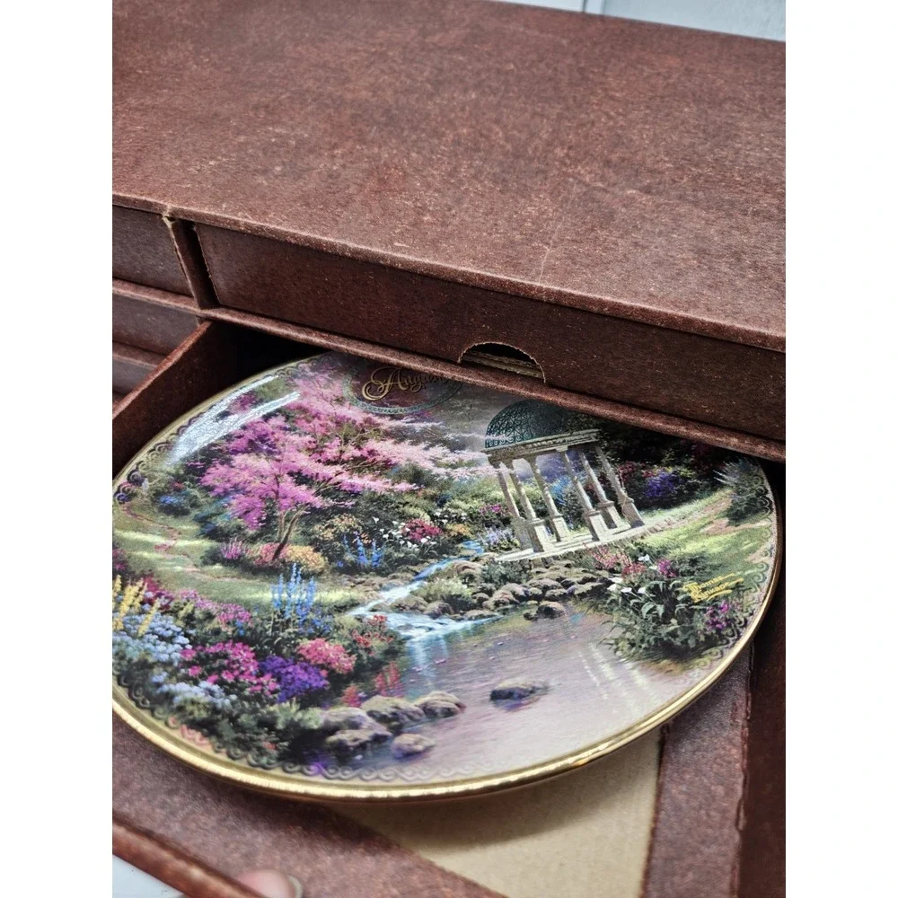 Thomas Kinkade Complete Perpetual Wooden Calendar Set With Tiles&Monthly Plates